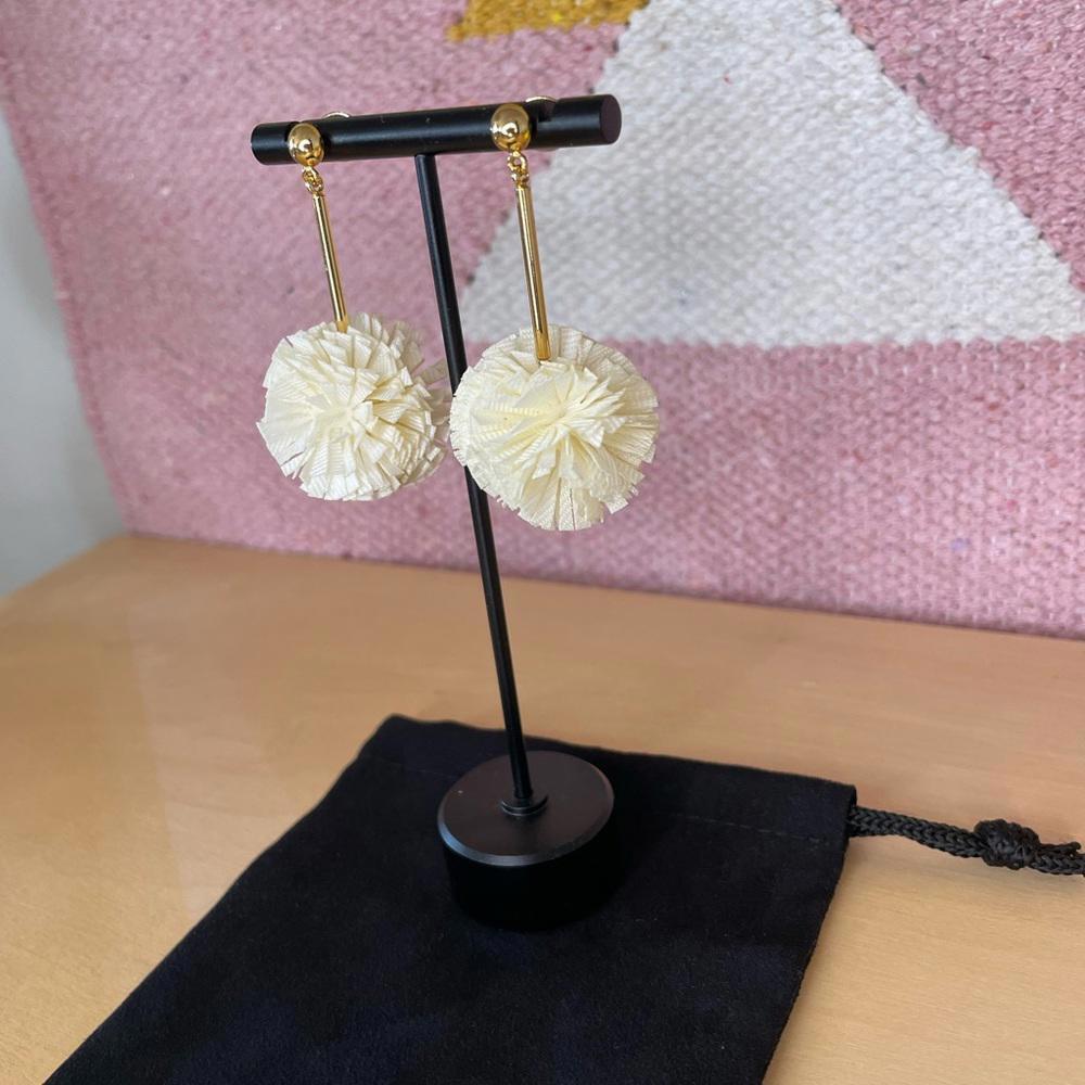 NWOT- J.Crew- Ribbon Pom Pom Earrings in Ivory